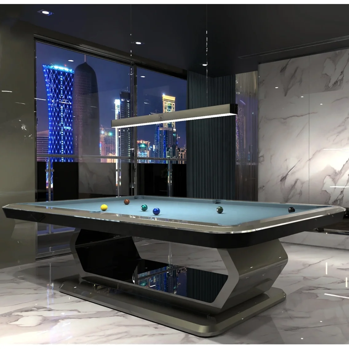 2024 Indoor Outdoor Luxury Designs Pool Games High-End Modern High Quality Custom Glass Pool Table 9ft Billiard - Image 3